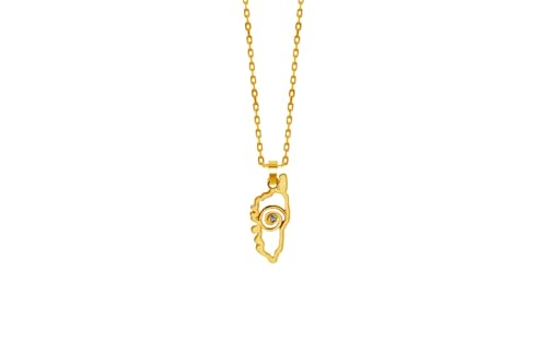TALISMAN JEWELLERY Vergoldeter Anhänger, 3 Mikron, 18 kt und weißer Zirkoniastein, Insel Korsika, Korsika (10 mm x 22 mm) von TALISMAN JEWELLERY