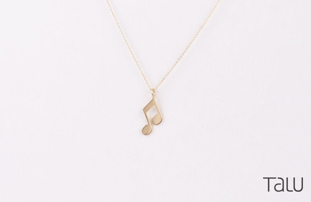 Solid Gold Music Note Anhänger Halskette - Geschenk Für Musiker Solid Gold Music Note Anhänger Halskette - Geschenk Für Musiker von TALUrockngold