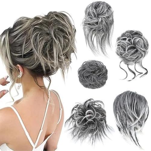 Messy Bun, Bequemer Haarknotenclip for lockigen Dutt – stylische und sichere Hochsteckfrisur mit Locken for Frauen,Dutt für Haare(Dark grey) von TALWHAH
