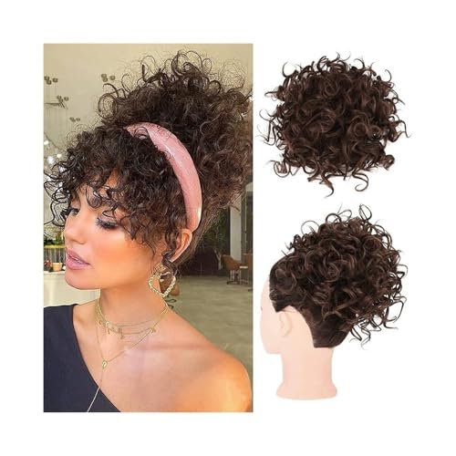 Messy Bun, Damen-Roll-Dutt mit Kordelzug, unordentliches kleines Rollen-Haarpaket, realistischer Pferdeschwanz aus Hochtemperaturseide,Dutt für Haare(Dark brown) von TALWHAH