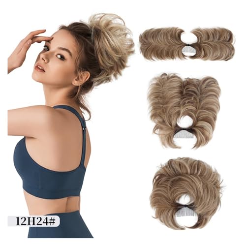 Messy Bun, Messy Bun Haarteil Kamm Clip – Vielseitige Hochsteckfrisur for Frauen, Kurzes & Glattes Haar,Dutt für Haare(Light brown) von TALWHAH