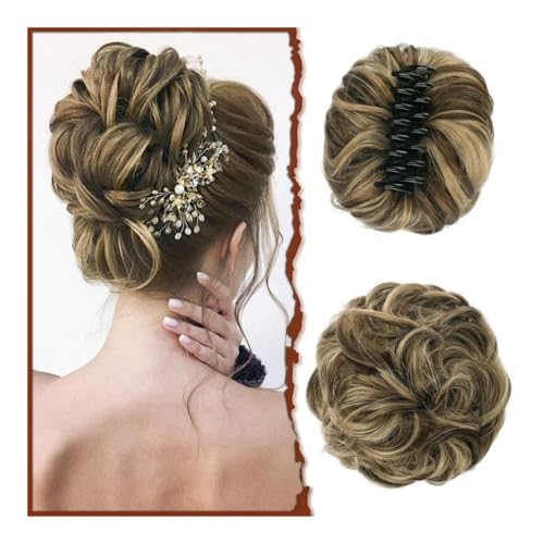 Messy Bun, Synthetische Haarklammer for Damen – gewellter, lockiger, unordentlicher Dutt, zerzaustes Hochsteckfrisur-Haar-Accessoire,Dutt für Haare(Chestnut Light Blonde) von TALWHAH