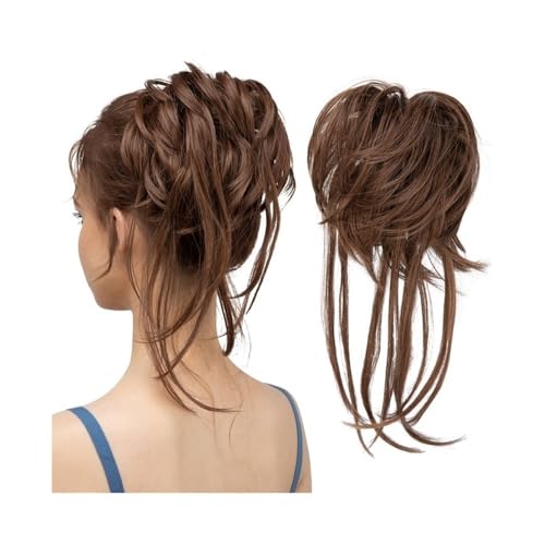 Messy Bun, Synthetische elastische unordentliche Dutt-Haarteile lockiges Haargummi schwarz blond braun Chignon Band Hochsteckfrisur Donut for Frauen gefälschtes Haar,Dutt für Haare(Light Brown) von TALWHAH