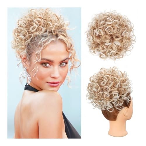 Messy Bun, Weicher, unordentlicher Clip-in-Haarknoten – lockiges Hochsteckfrisurstück for Frauen,Dutt für Haare(Honey Blonde) von TALWHAH