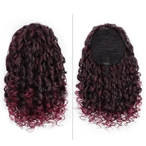 Pferdeschwanz, 14" Kinky Curly Pferdeschwanz for Frauen, synthetisches Afro-Haarteil(Black+bright red) von TALWHAH