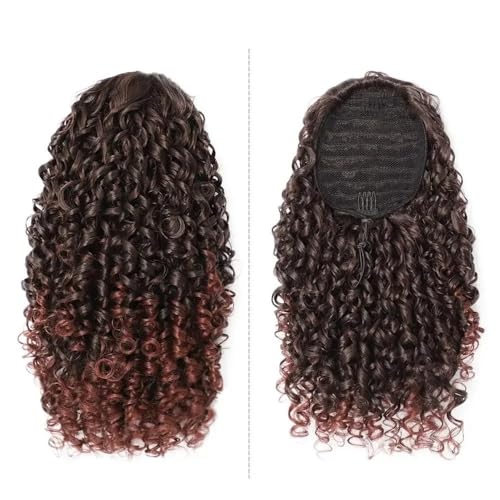 Pferdeschwanz, 14" Kinky Curly Pferdeschwanz for Frauen, synthetisches Afro-Haarteil(Brown+light red) von TALWHAH