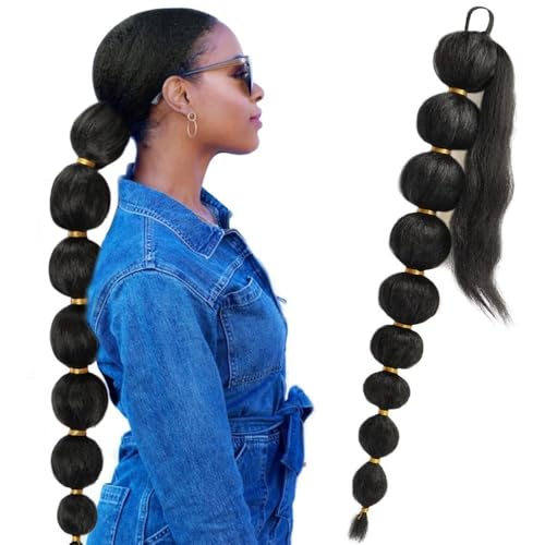 Pferdeschwanz, Afrikanische Frauen geflochtene Pferdeschwanzperücke Goldfaden Bubble Braid Haarverlängerung von TALWHAH