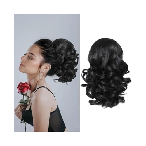 Pferdeschwanz, Perücke Damen Kordelzug Kurzer Volumen-Pferdeschwanz Chemiefaser-Pferdeschwanz Römischer Volumen-Pferdeschwanz Kurzer Pferdeschwanz(Black) von TALWHAH