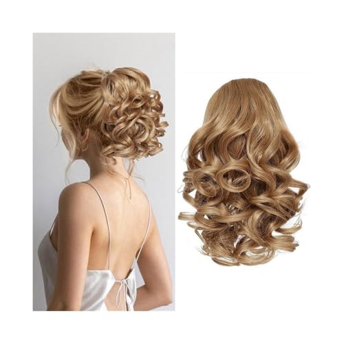 Pferdeschwanz, Perücke Damen Kordelzug Kurzer Volumen-Pferdeschwanz Chemiefaser-Pferdeschwanz Römischer Volumen-Pferdeschwanz Kurzer Pferdeschwanz(Golden Yellow) von TALWHAH