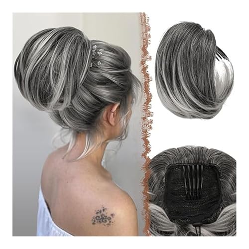 Pferdeschwanz, Perücke Pferdeschwanz Damen Haarkamm Kordelzug Kurzer Pferdeschwanz Mode Pferdeschwanz Perücke Zopf(Floral white) von TALWHAH