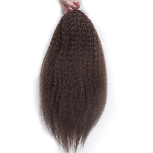 Pferdeschwanz, Wunderschöne glatte Pferdeschwanz-Extensions aus Echthaar for Frauen mit Kordelzug und Clip(Medium brown) von TALWHAH