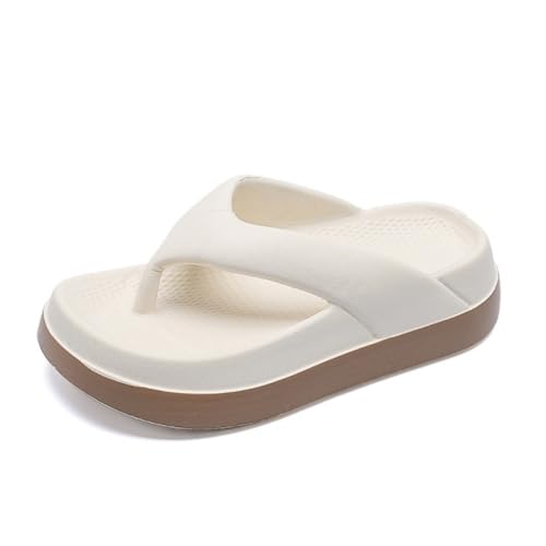 TALWHAH Hausschuhe Damen Flip-Flops Casual - Leichte Outdoor-Hausschuhe for Strand/Pool/Reisen für Damen, Herren(Beige,38 EU) von TALWHAH