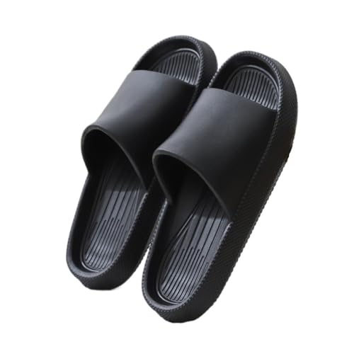 TALWHAH Hausschuhe Einfarbige, einfache, bequeme Sandalen-Hausschuhe for Zuhause und unterwegs, Unisex-Modelle für Damen, Herren(Black,38 EU) von TALWHAH