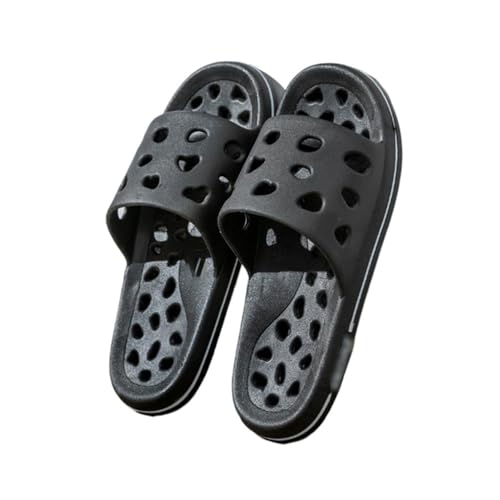 TALWHAH Hausschuhe Große Sommer-Badezimmerpantoffeln for Herren – Hohles Design for den Innenbereich für Damen, Herren(Black,49 EU) von TALWHAH