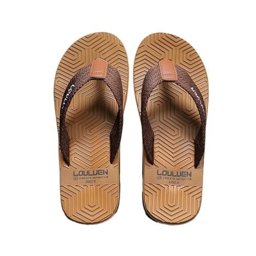 TALWHAH Hausschuhe Sommer-Flip-Flops for Herren – Bequeme Strandsandalen for Spaziergänge im Freien und am Pool für Damen, Herren(Brown,45 EU) von TALWHAH