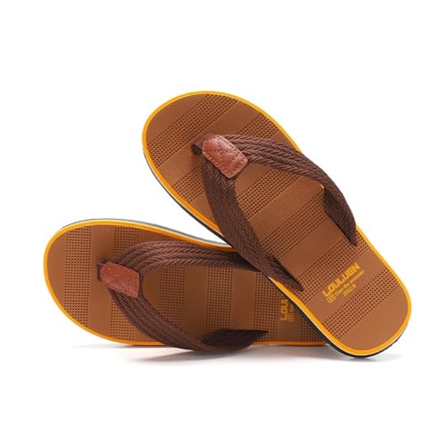 TALWHAH Hausschuhe Sommer-Flip-Flops for Herren – Bequeme Strandsandalen for draußen für Damen, Herren(Brown,42 EU) von TALWHAH