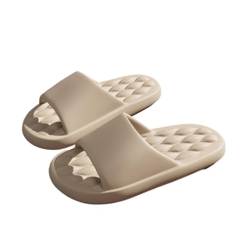 TALWHAH Hausschuhe Sommer-Haus- und Badezimmersandalen, bequeme Hausschuhe for den Haushalt für Damen, Herren(Khaki,45 EU) von TALWHAH