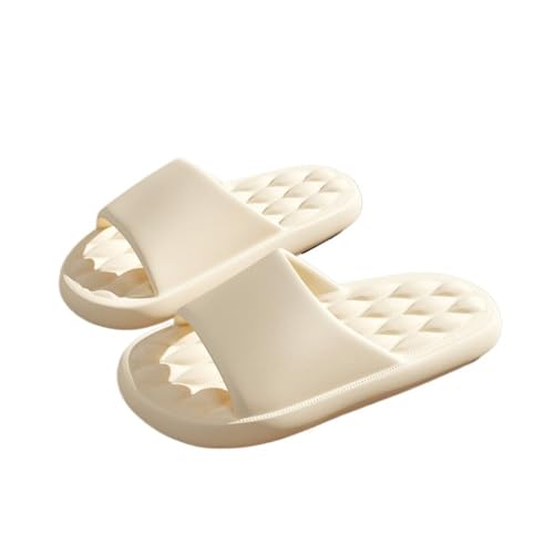 TALWHAH Hausschuhe Sommer-Haus- und Badezimmersandalen, bequeme Hausschuhe for den Haushalt für Damen, Herren(White,44 EU) von TALWHAH