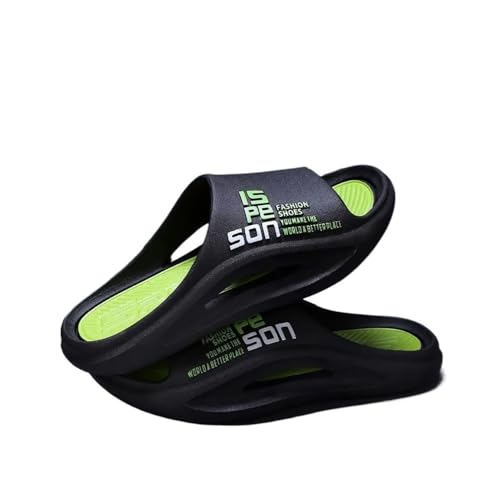 TALWHAH Hausschuhe Weiche Herren-Badezimmerpantoffeln mit dicker Sohle for mehr Komfort zu Hause für Damen, Herren(Black and green,38 EU) von TALWHAH