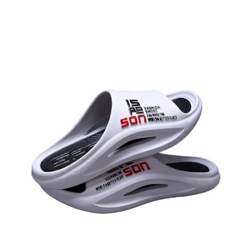 TALWHAH Hausschuhe Weiche Herren-Badezimmerpantoffeln mit dicker Sohle for mehr Komfort zu Hause für Damen, Herren(White and black,40 EU) von TALWHAH
