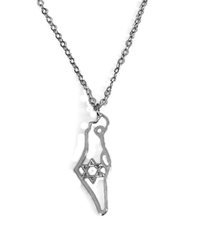 Israel Map Halskette, Heiliges Land Sterling Silber Karte Von Geographie Anhänger Mit Davidstern, Jejuda Schmuck von TALYAJEWELRYDESIGN