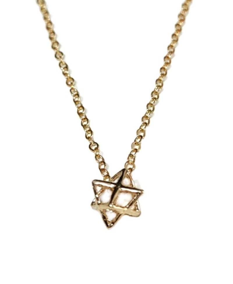Merkabah Goldkette, Heilige Geometrie Anhänger, Stern Kleiner 3D Davidstern, Kabbalah Schmuck, Geschenk Für Sie von TALYAJEWELRYDESIGN
