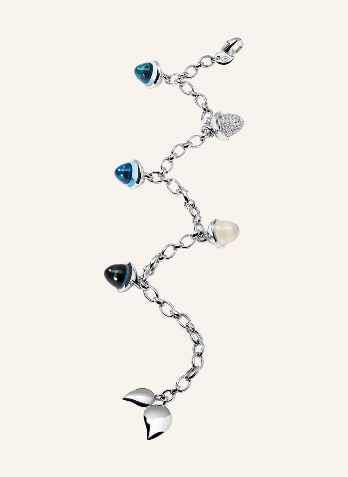 Tamara Comolli Armband Bracelet Mikado Flamenco Charm 'Ocean' With Diamond Pavé Ocean Mit Diamond Pavé silber von TAMARA COMOLLI