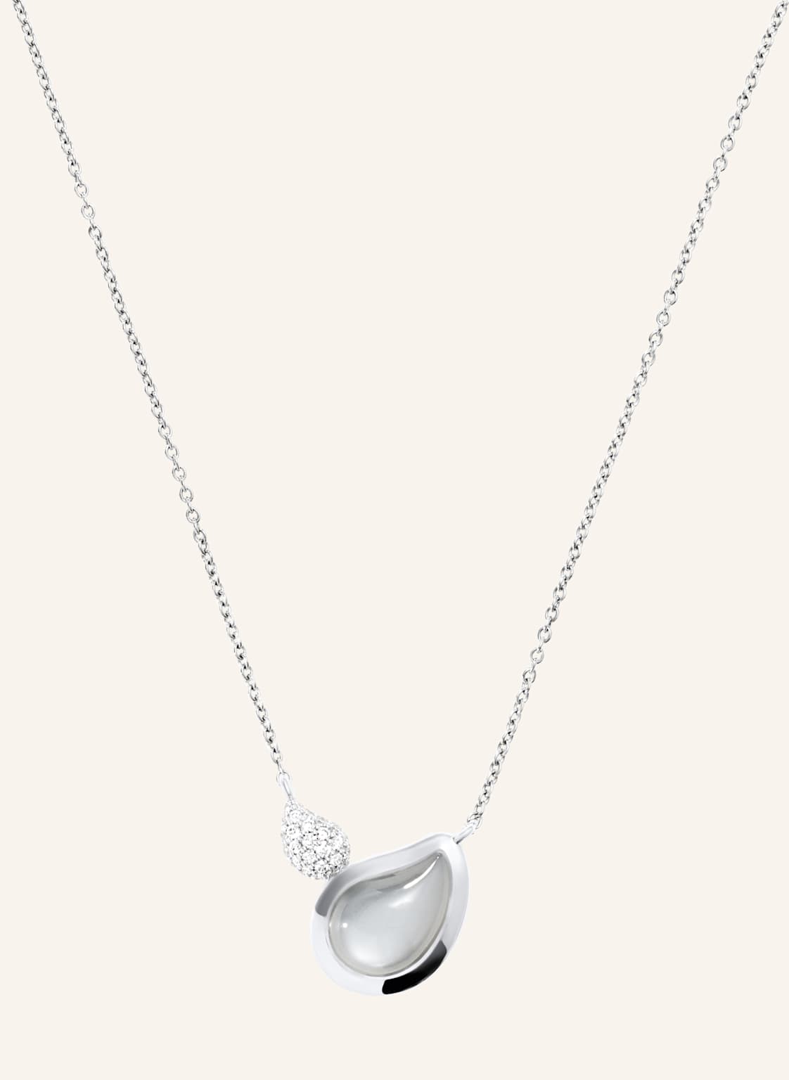 Tamara Comolli Halskette Necklace Signature 2 Drops Moonstone Grey / Diamond Pavé 18k Weißgold silber von TAMARA COMOLLI