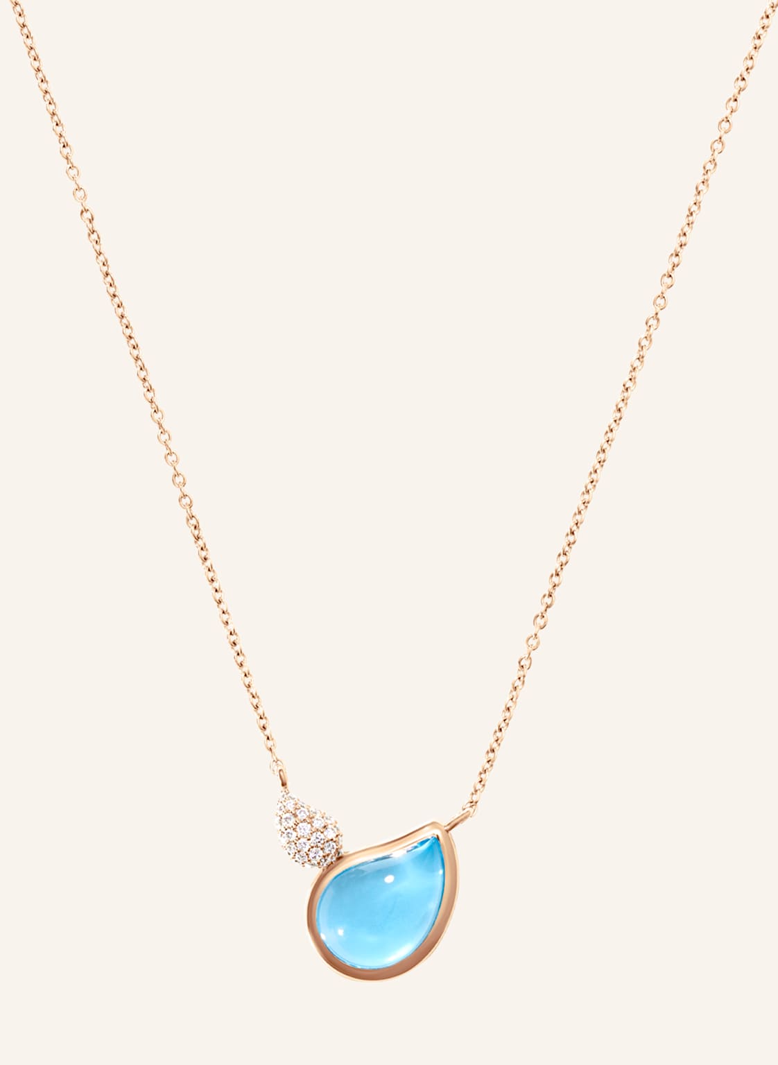 Tamara Comolli Halskette Necklace Signature 2 Drops Swiss Topaz / Diamond Pavé 18k Roségold rosegold von TAMARA COMOLLI