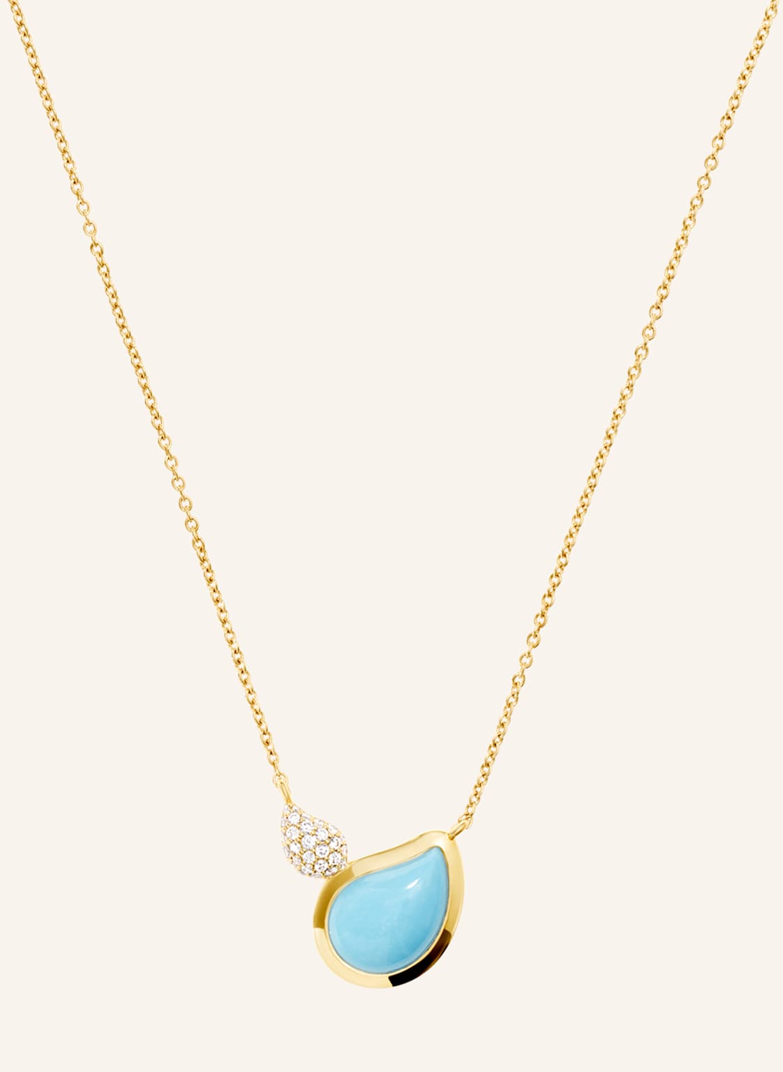 Tamara Comolli Halskette Necklace Signature 2 Drops Turquoise / Diamond Pavé 18k Gelbgold gold von TAMARA COMOLLI