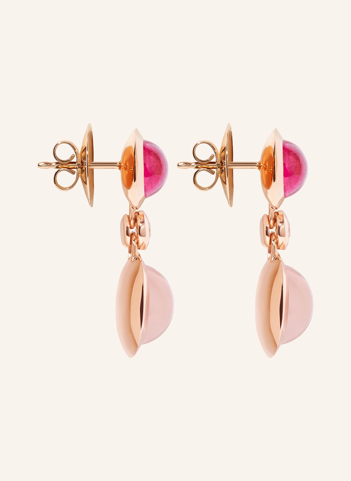 Tamara Comolli Ohrringe Earrings Bouton 2 Cabochons 'Blush' / Classic Blush 18k Roségold rosegold von TAMARA COMOLLI