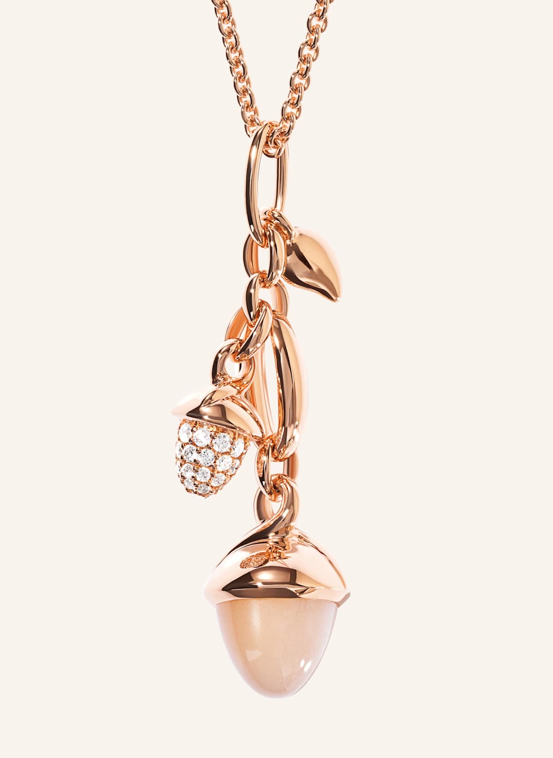 Tamara Comolli Ohrringe Ohrringe Mikado Dangling 2 Acorns - 'Camel' With Diamond Pavé 18k Roségold rosegold von TAMARA COMOLLI