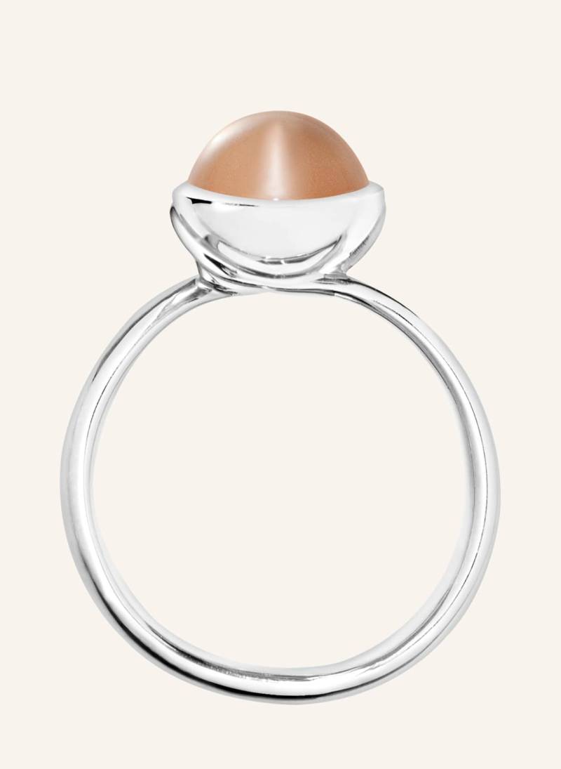 Tamara Comolli Ring Ring Bouton Small Moonstone Brown Aus 18k Weißgold Mit Brauner Mondstein silber von TAMARA COMOLLI