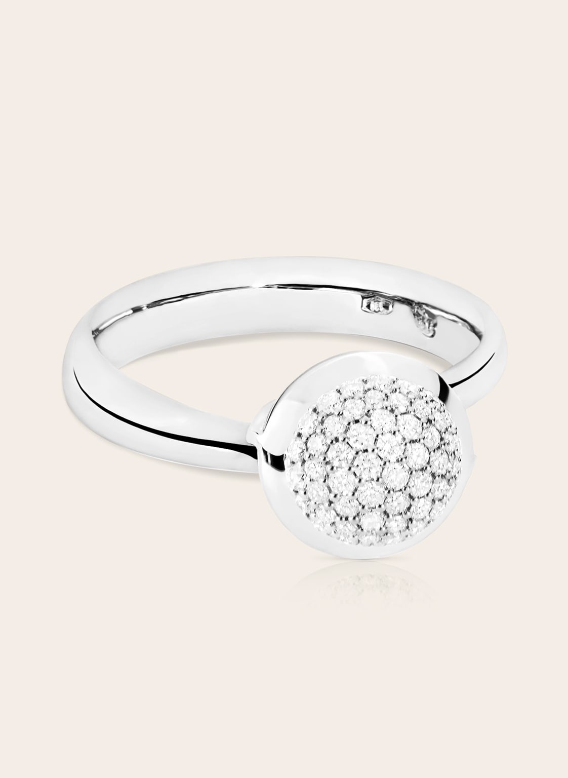 Tamara Comolli Ring Bouton Small Aus 18k Weißgold Mit Diamant Pavé silber von TAMARA COMOLLI