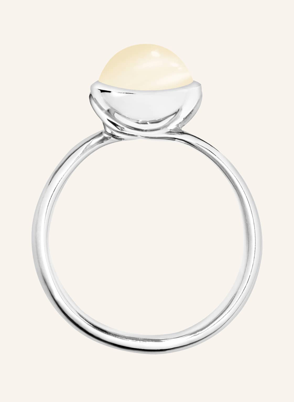 Tamara Comolli Ring Ring Bouton Small Moonstone Sand/White Aus 18k Weißgold Mit Sand Mondstein silber von TAMARA COMOLLI