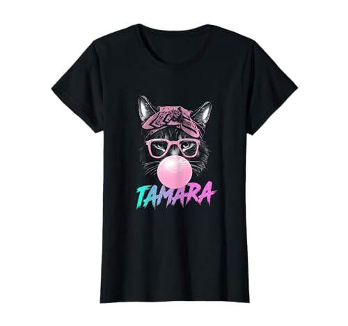 TAMARA - Schöner Mädchen Name mit niedlicher Katze T-Shirt von TAMARA Tochter Enkel Geburtstag Geschenkideen