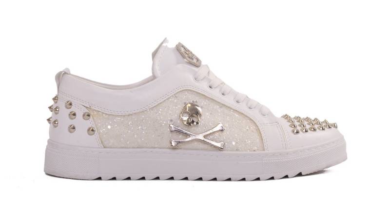 TAMBOGA Designer Herren Sneaker mit Totenkopf Weiß 42 Sneaker von TAMBOGA