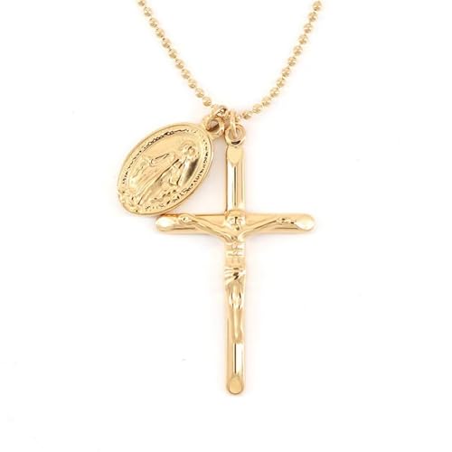 TAMHOPE Medaille Jungfrau Maria Und Kreuz Kruzifix Vergoldet Wundertätige Medaille Münze Halskette Frauen TAMHOPE Medaille Jungfrau Maria Und Kreuz Kruzifix Vergoldet Wundertätige Medaille Münze Halskette Frauen von TAMHOPE