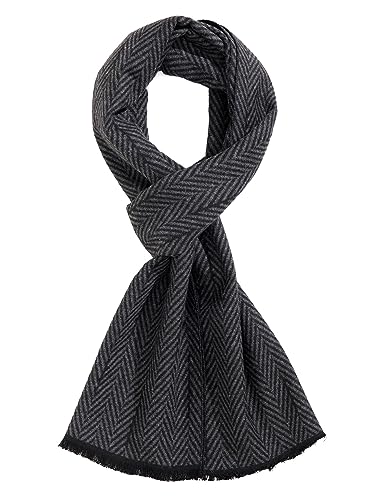 TAMOUKOC Herren Winter Warm Schal Premium Kaschmir Gefühl Luxuriös Weich Lang Plaid Muster, Schwarz/Muster 01, 70" x 12" von TAMOUKOC
