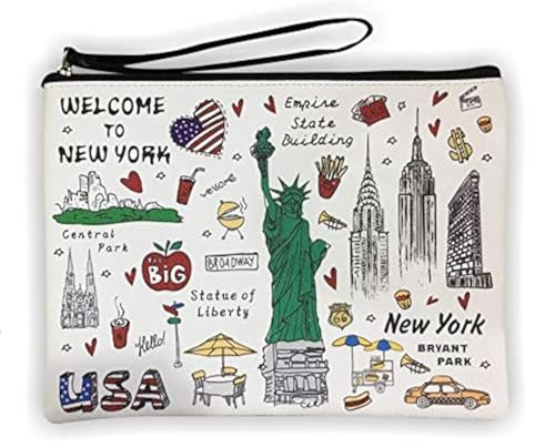 Kosmetiktasche für Mädchen und Damen, New York, Souvenir, Reißverschluss, Reise-Kosmetiktasche, Handtasche, Make-up-Geldbörse von TAMRAN