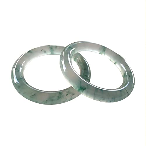 Jade Armreif Natürliche Jade-Armreifen in durchscheinender Farbe der Güteklasse A, Damen-Armreif aus durchscheinender Jade mit schwimmender grüner Blume und rundem Stab, 54–64 mm, mit Schmuckschatulle von TAMSNDL