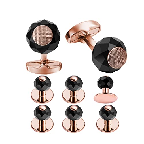 Manschettenknopf Manschettenknöpfe for Hochzeiten, 8-teiliges Set mit facettierten Steinen for Smokinghemden, Manschettenknöpfe for Herren mit Manschettenknopfbox, B, gleiche Größe(A_Same size) von TAMSNDL