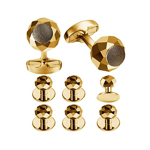 Manschettenknopf Manschettenknöpfe for Hochzeiten, 8-teiliges Set mit facettierten Steinen for Smokinghemden, Manschettenknöpfe for Herren mit Manschettenknopfbox, B, gleiche Größe(C_Same size) von TAMSNDL