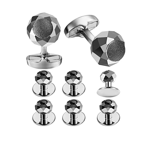 Manschettenknopf Manschettenknöpfe for Hochzeiten, 8-teiliges Set mit facettierten Steinen for Smokinghemden, Manschettenknöpfe for Herren mit Manschettenknopfbox, B, gleiche Größe(D_Same size) von TAMSNDL