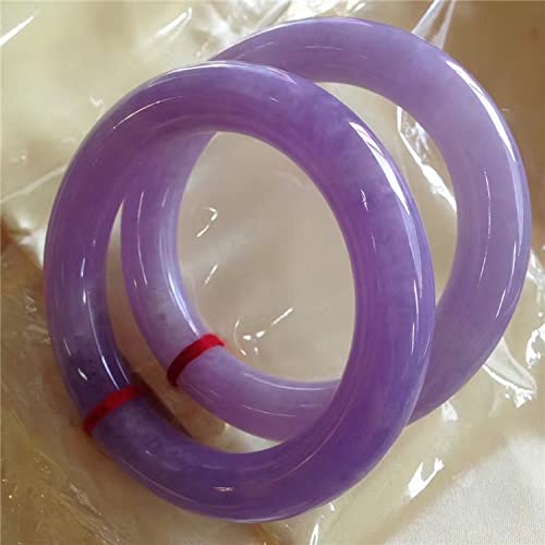 TAMSNDL Jade Armreif 2 Stück Damen Jade Armreifen Armbänder, Natürliche Jade Armreifen, Damen Rund Violett Jade Armreif, mit Schmuckschatulle, 54-64mm,64mm(54mm) von TAMSNDL