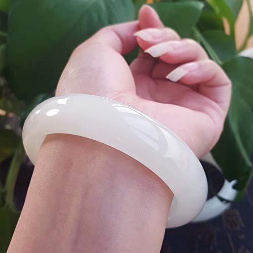 TAMSNDL Jade Armreif Chinesisches Armband, Jade Armreif, Mode Natürlicher Afghanischer Weißer Jade Armreif Verbreitertes Dickes Jade Armband(56mm) von TAMSNDL