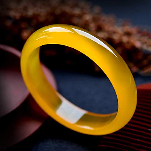 TAMSNDL Jade Armreif Damen-Armreifen, chinesischer Armreif aus natürlicher gelber Achat-Jade for Frauen, handgefertigter Mädchenschmuck mit Box, 60–62 mm(58) von TAMSNDL