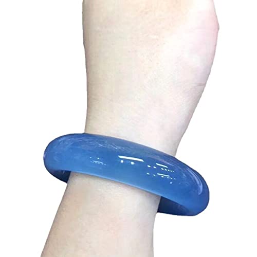 TAMSNDL Jade Armreif Damen-Jade-Armreifen, Armreif aus blauem Chalcedon, for Mutter und Freundin, mit Schmuckschatulle, 54–63 mm, 60–61 mm(58) von TAMSNDL