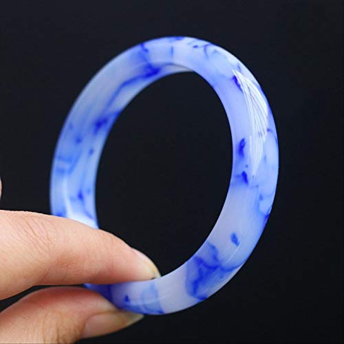 TAMSNDL Jade Armreif Damenarmreifen, 56–62 mm, eleganter klassischer Jade-Armreif for Damen, natürliche Blaue Jade-Kettenarmbänder, handgefertigter Mädchenschmuck mit Box, 58 mm(62mm) von TAMSNDL