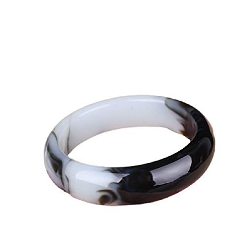 TAMSNDL Jade Armreif Damenarmreifen, Eleganter Klassischer Jade-Armreif for Damen, Natürliche Schwarz-Weiß-Hand-Jade-Kettenarmbänder, Handgefertigter Mädchenschmuck Mit Box, 56-64 mm,56mm(56mm) von TAMSNDL